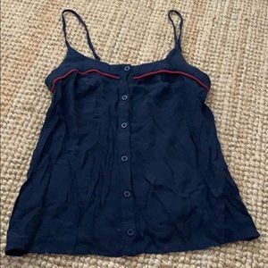 Navy spaghetti strap button down